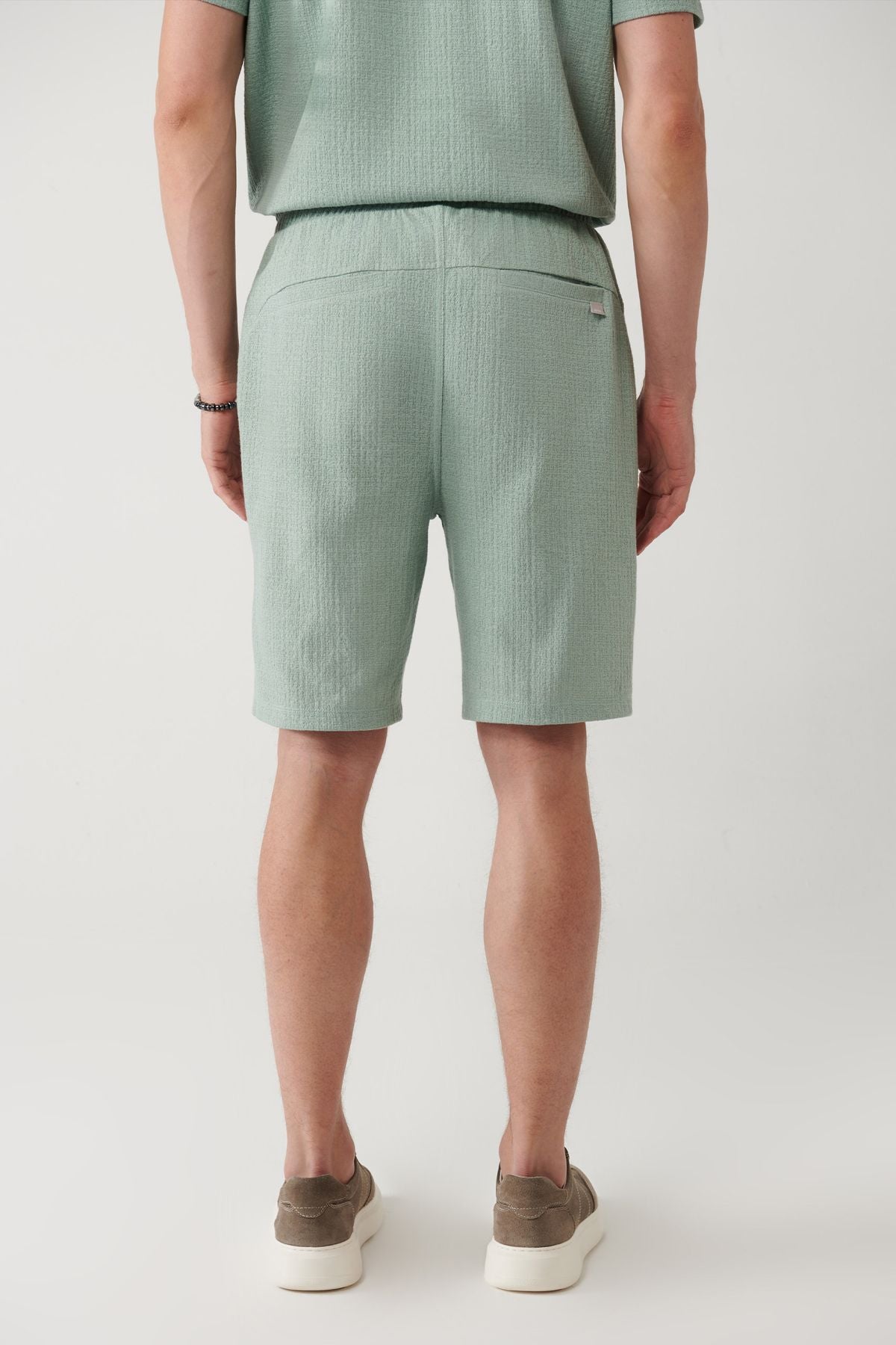 Men's Nile Green Side Pocket Jacquard Short A41y3607