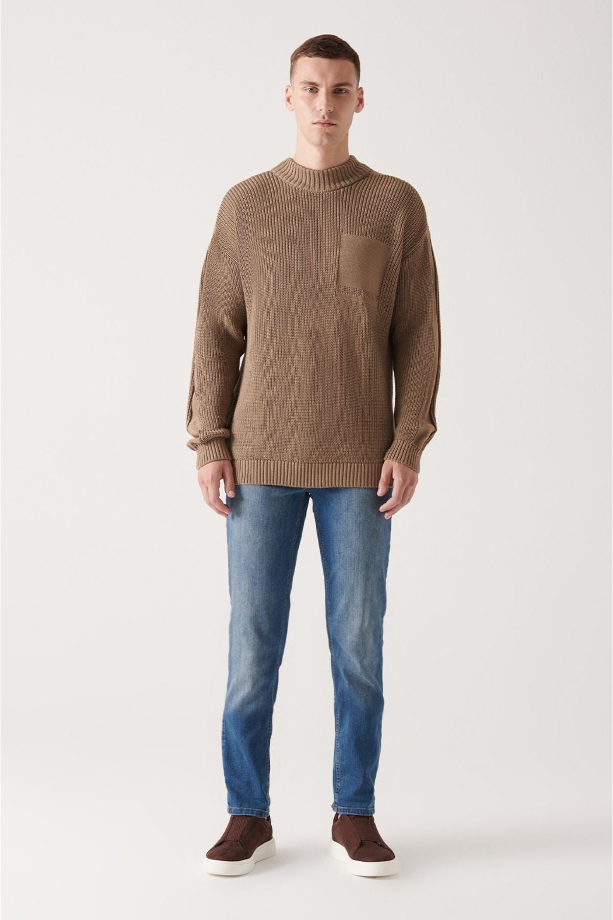 Men's mink bike collar cotton shabby knitwear sweater A22y5007