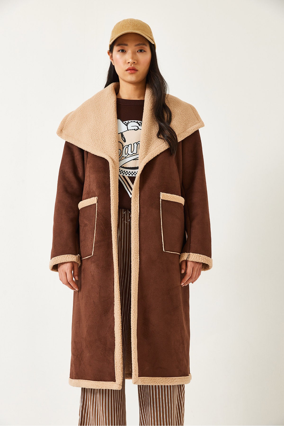 Women's Double Bag Pocket Suede Inside Coat 60261201