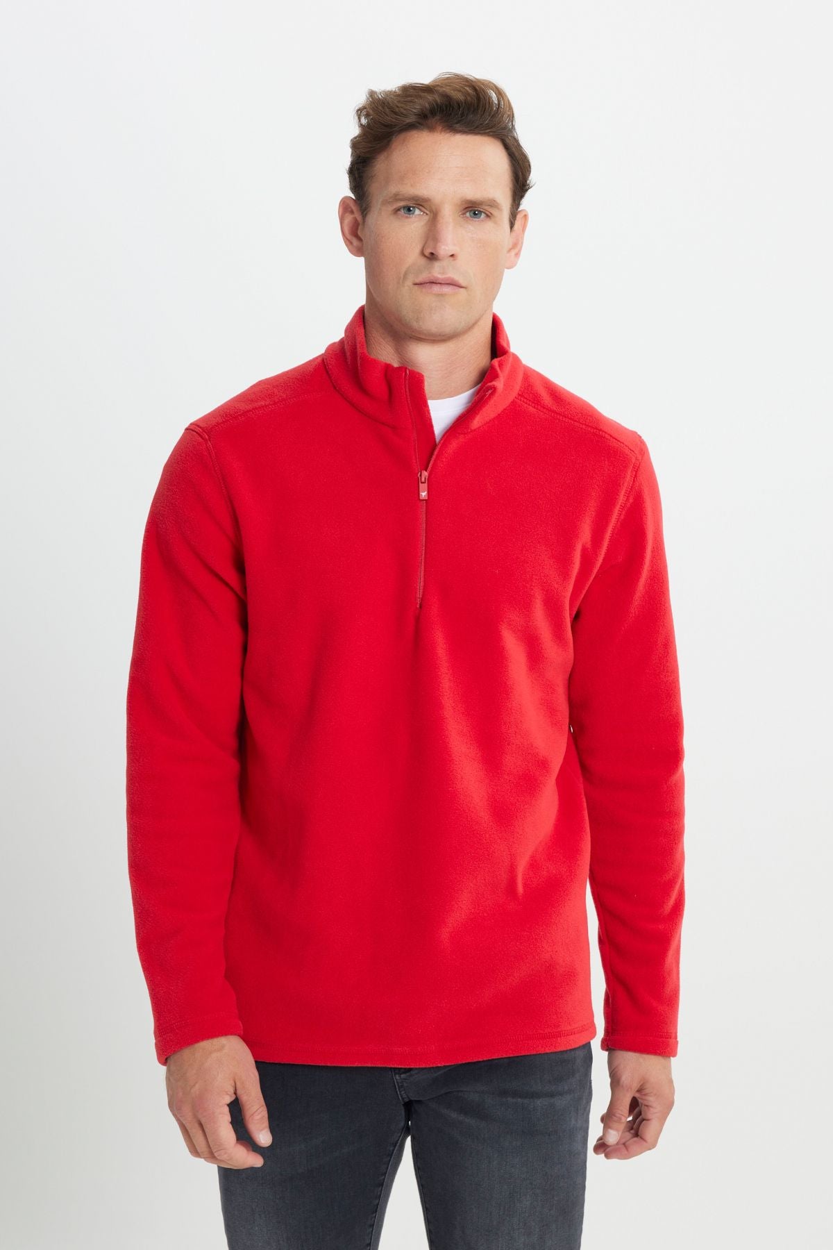 Men's Red Anti-Pilling Flash Standard Fit Pllage Solder Cold-proof Polar Sweatshirt