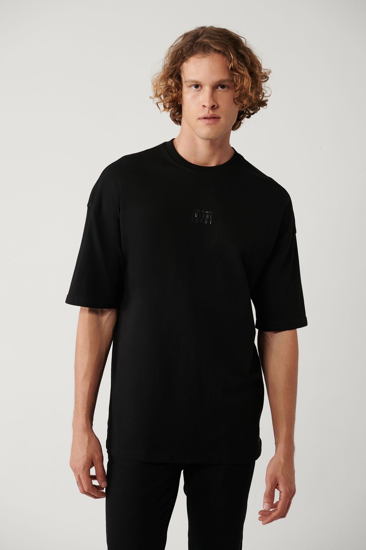 Men's black 100 %cotton bike collar printed T-shirt A41y1325