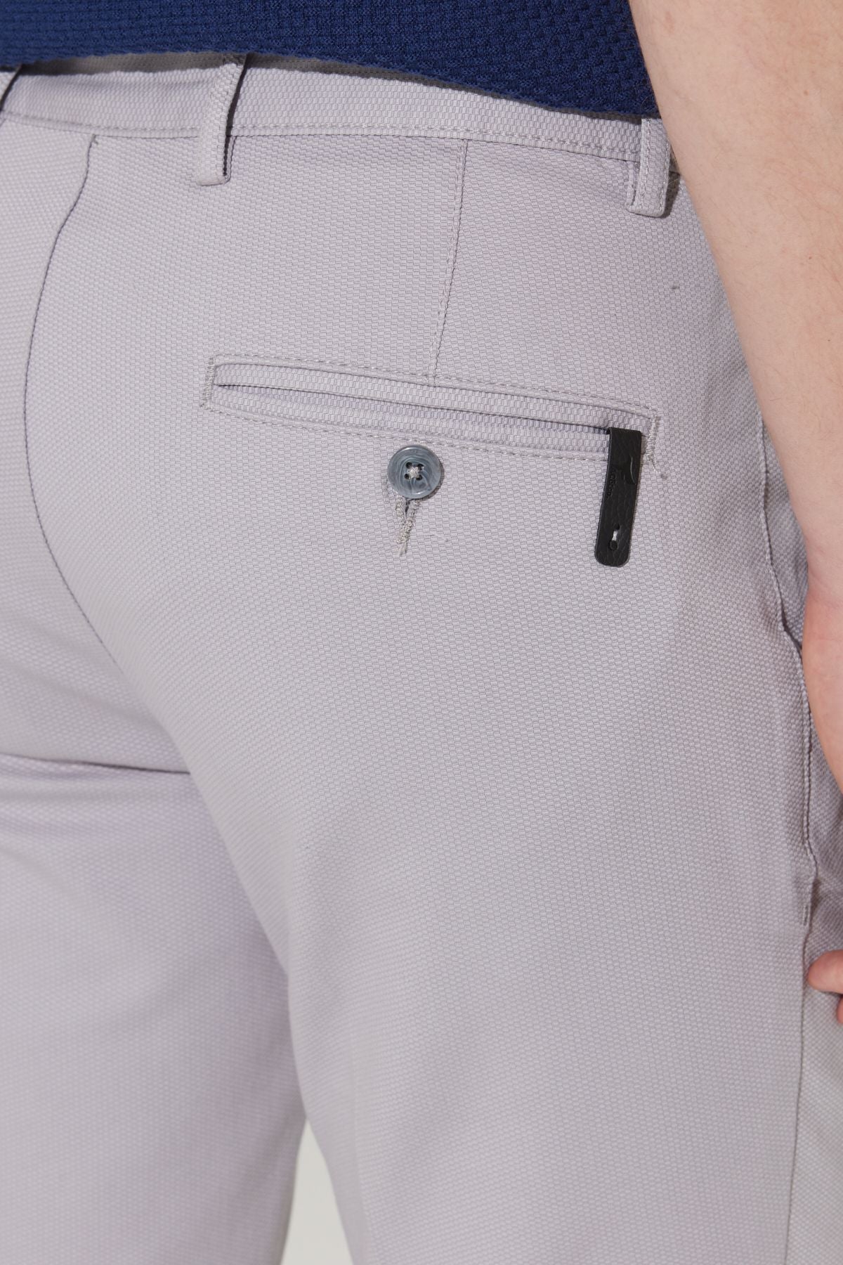 Men's gray slim fit narrow cutting side pocket cotton flexible Acharted Pants