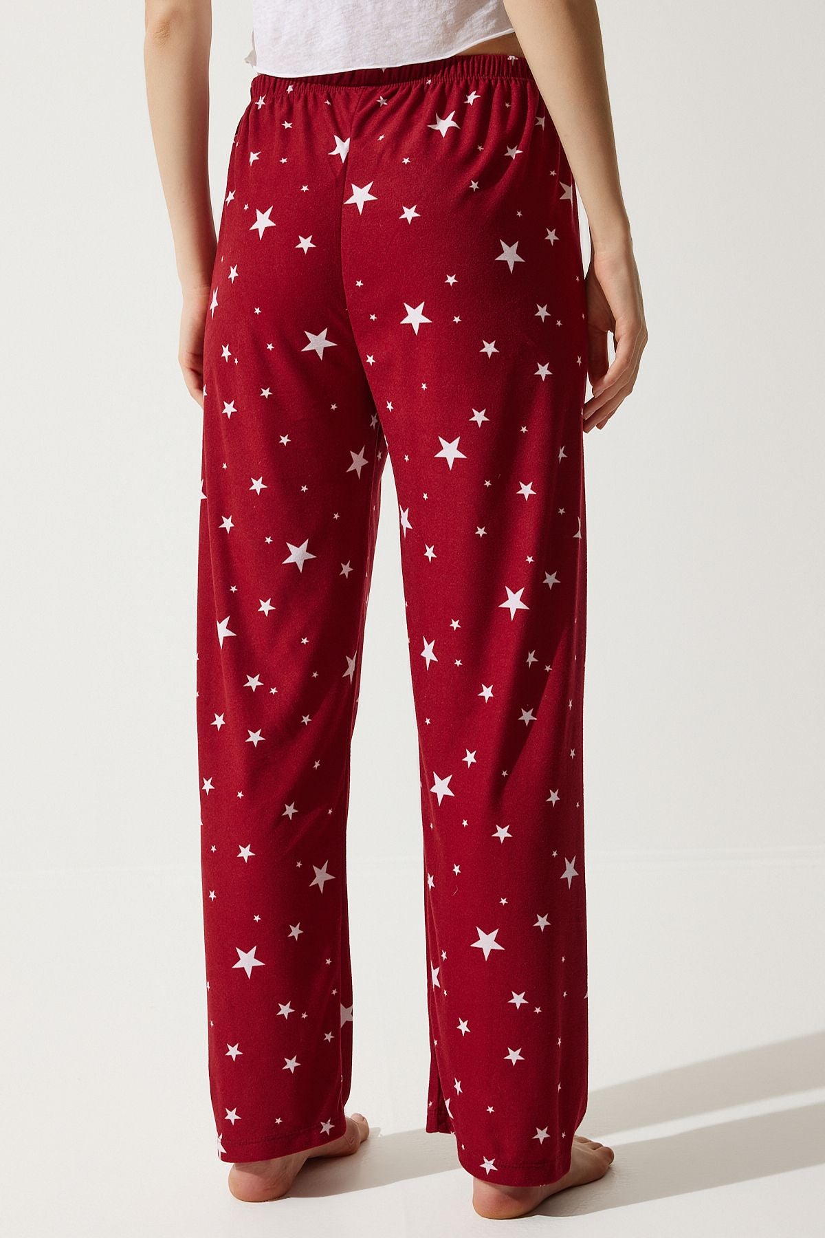 Woman Live Red Patterned Soft textured Knitting Pajama GF00002