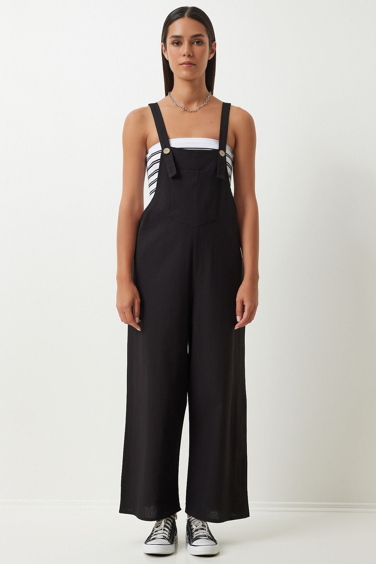 Female black strap thin gabardin summer gardener tulum ky00011