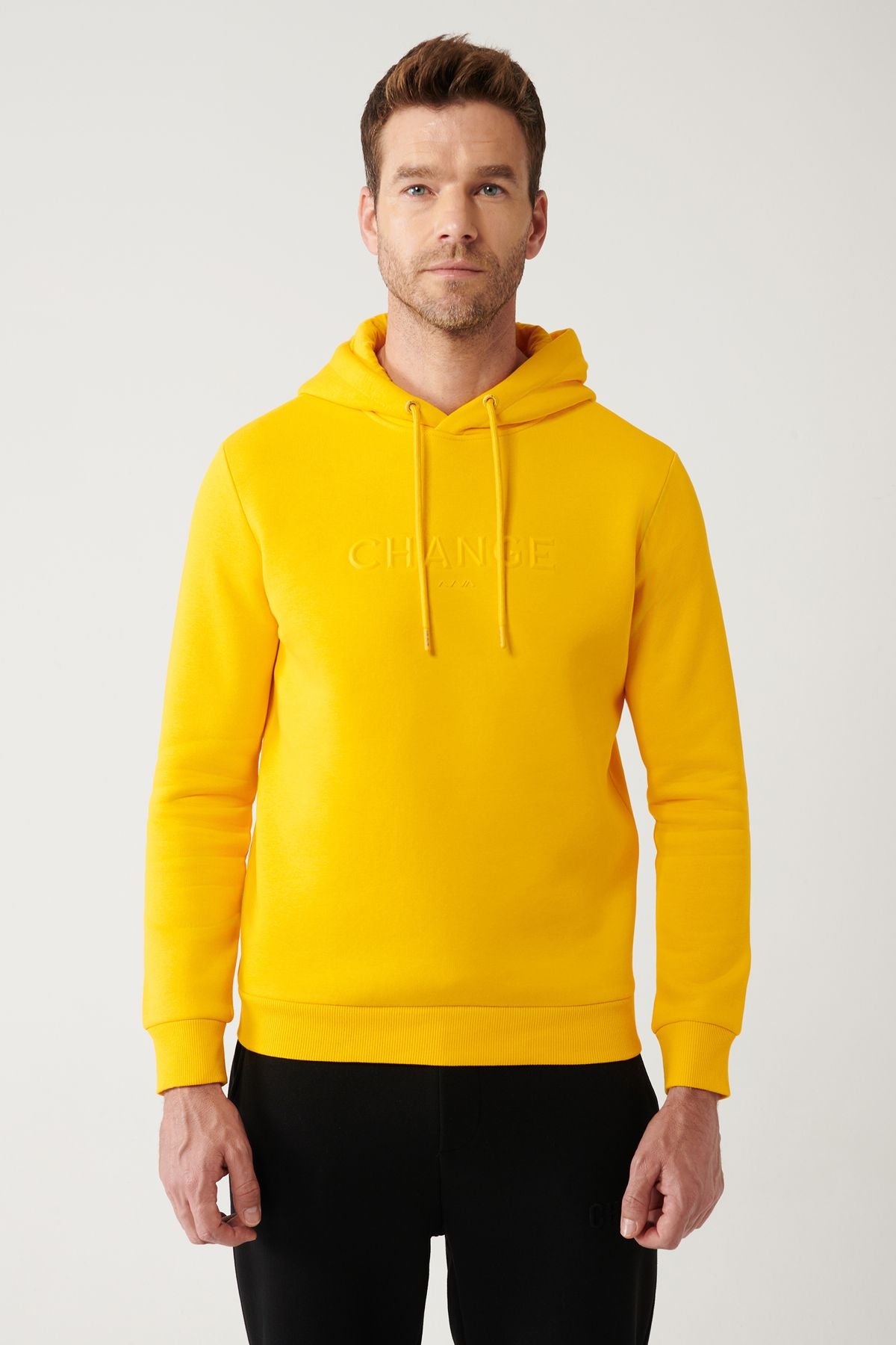 Men's Yellow Hooded 3 -IP -Shadon Printed Sweatshirt A32Y1240