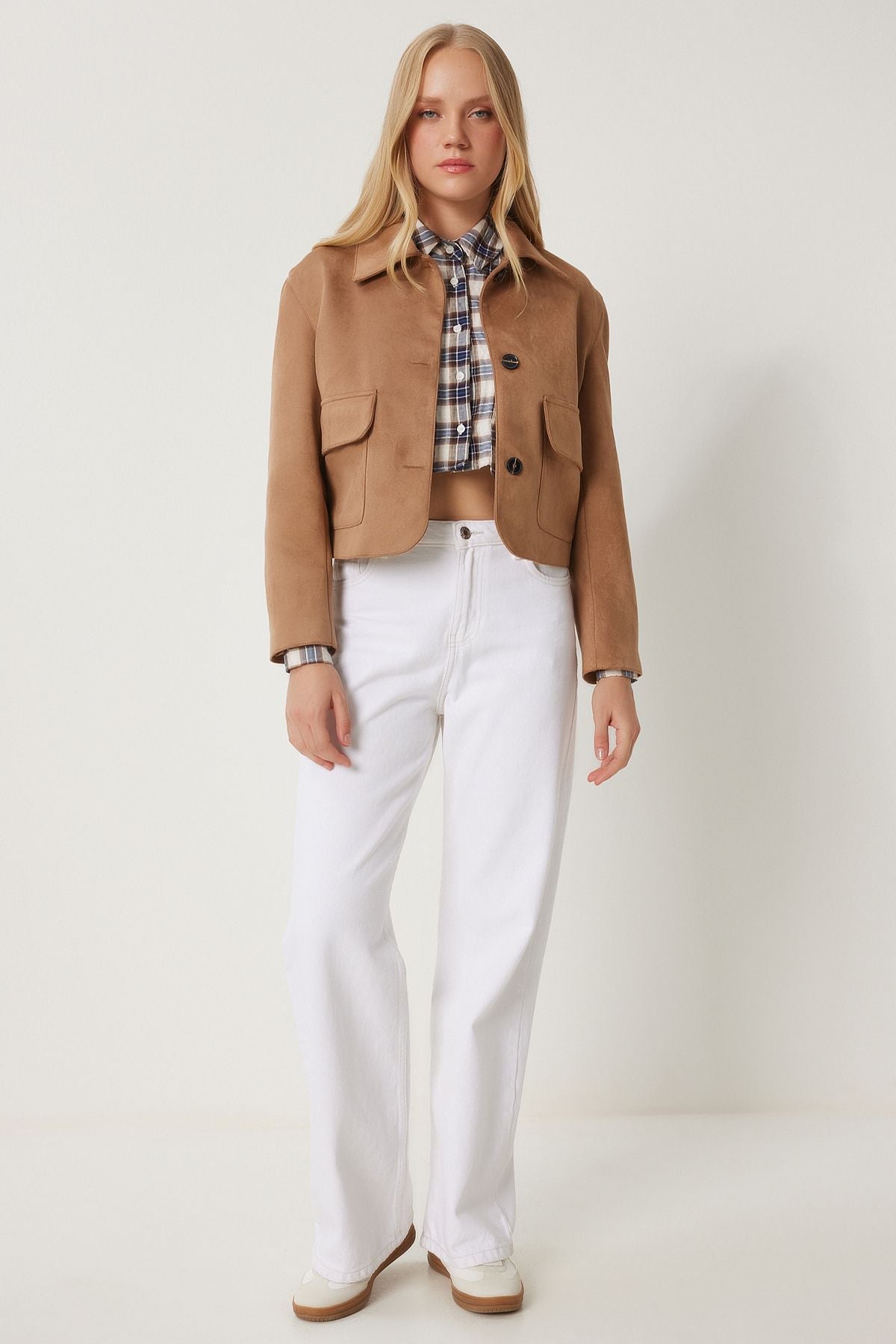 Female mink wide pocket suede jacket FK00011