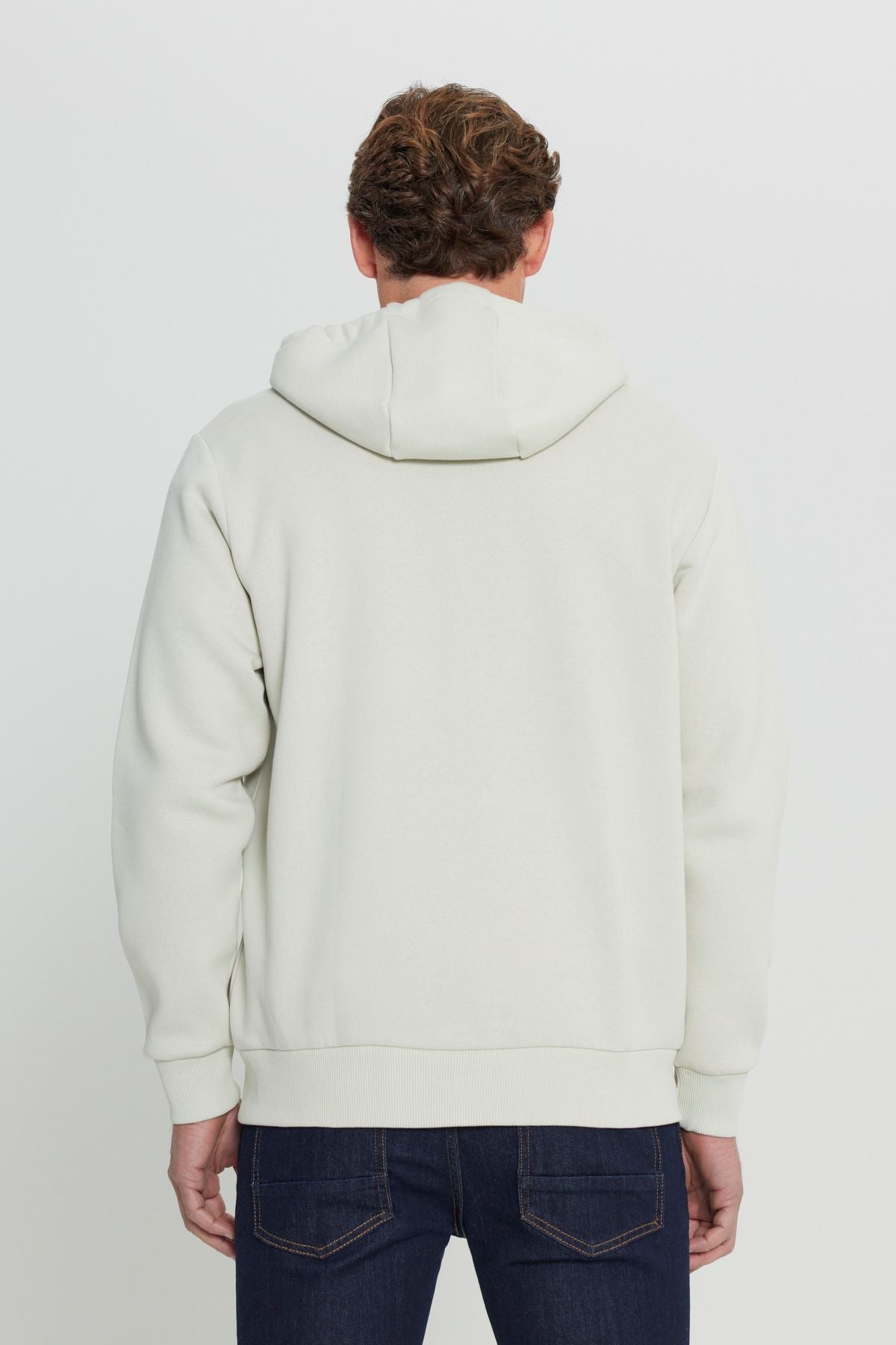 Men's Beige Standard Fit Normal Cut Içi Pleay 3 -Trust Zippered Sweatshirt jacket