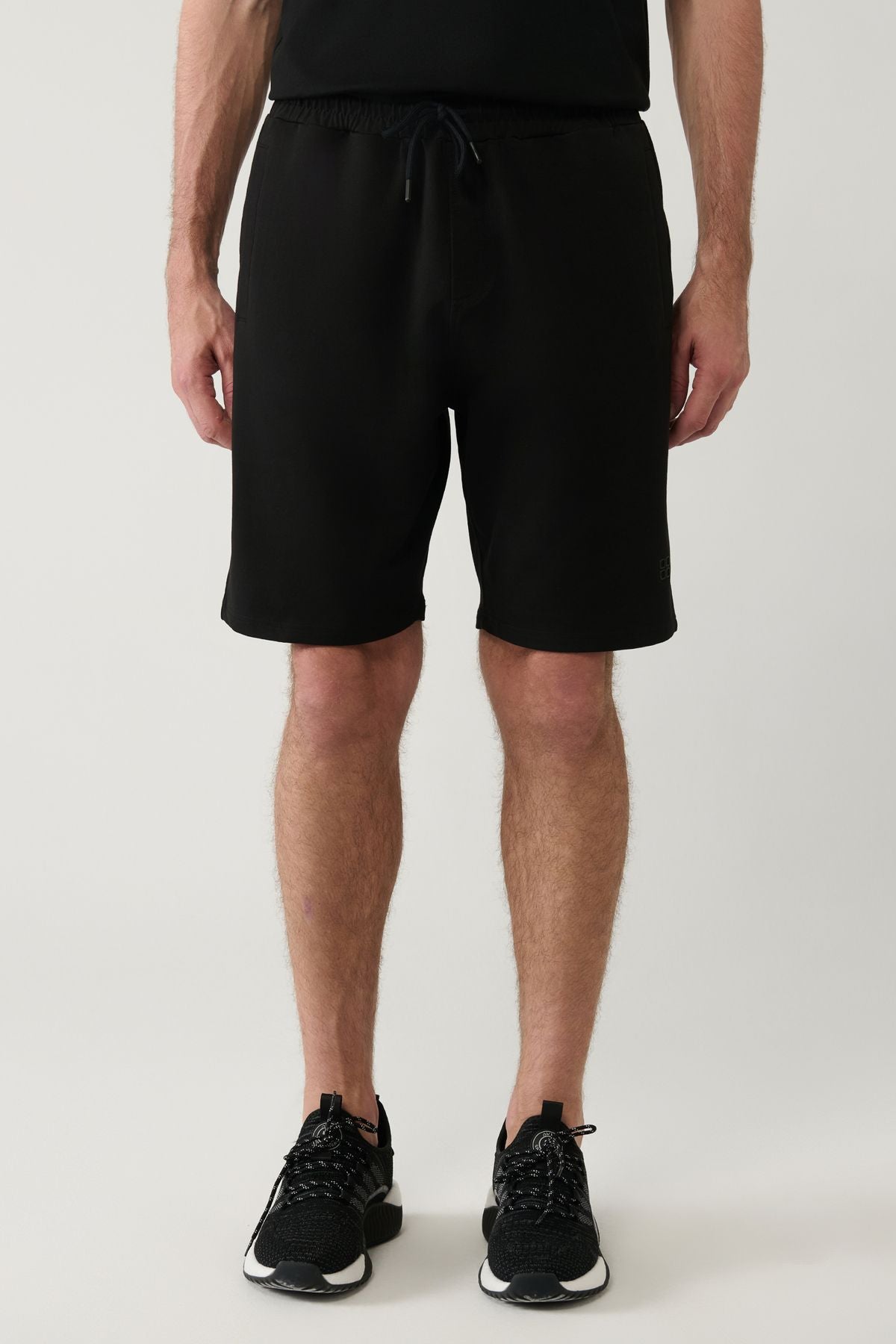 Men's black side knitted cotton cotton 2 IP daily shorts E003602