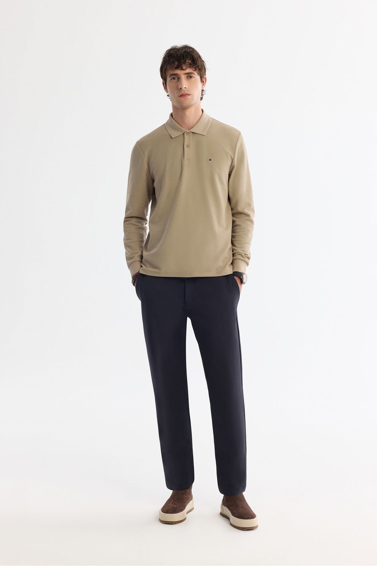 Men's mink 2 button cotton Polo Yaka Sweatshirt B001080