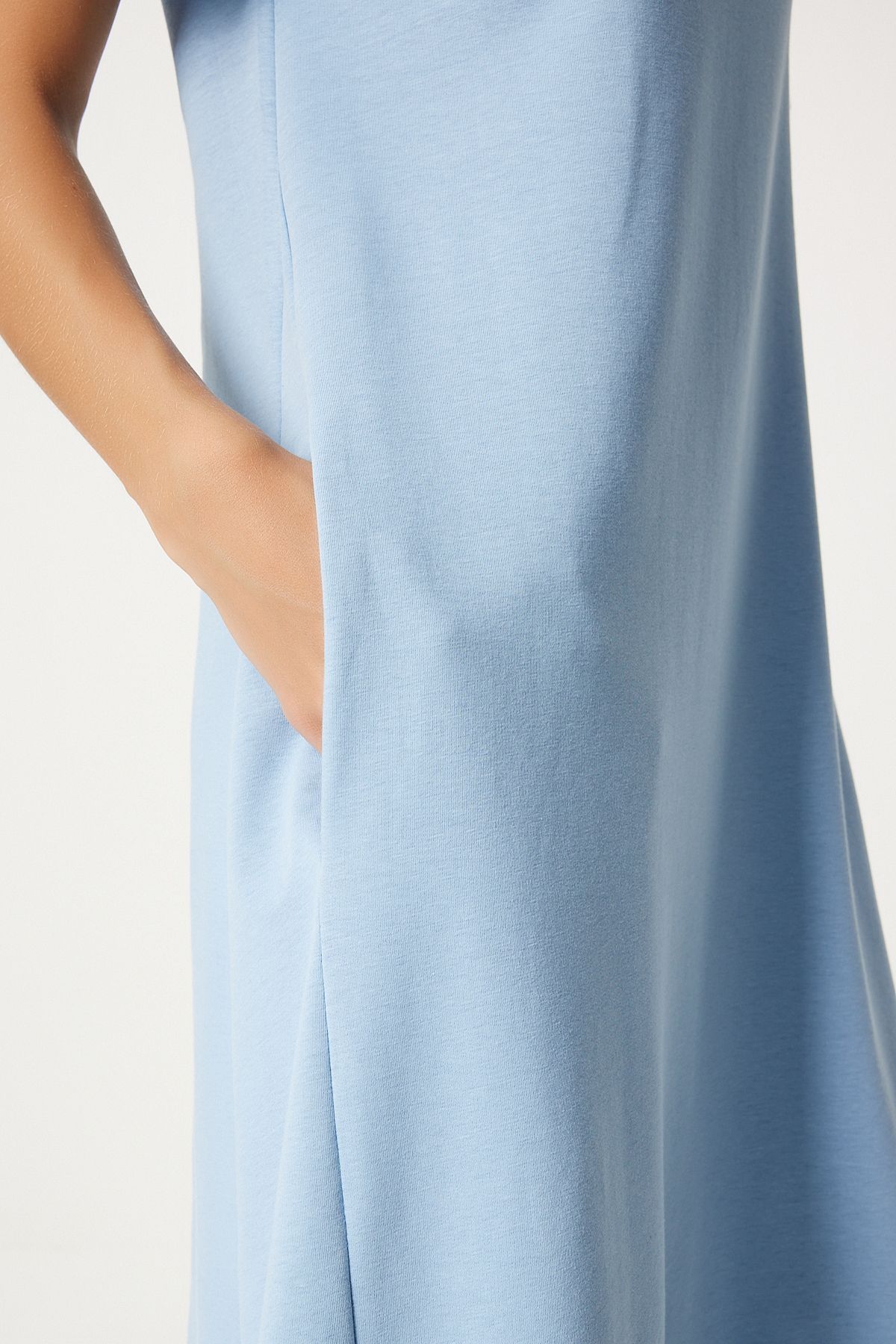 Woman sky blue A cut summer combed dress ub00060