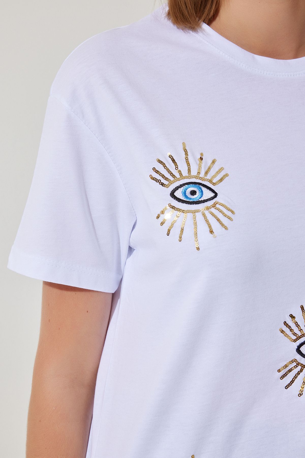 WOMEN WHITE SCREEN ENGLISH ENGLISE OVERSESSE COTTON KNITTED T-SHIRT MP00027