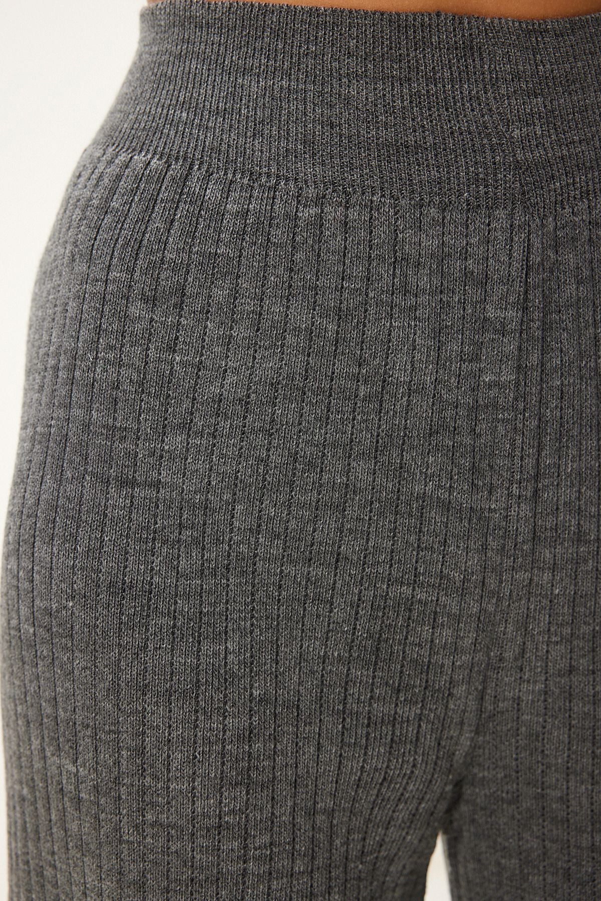 Woman anthracite wick knitwear pants ki00096