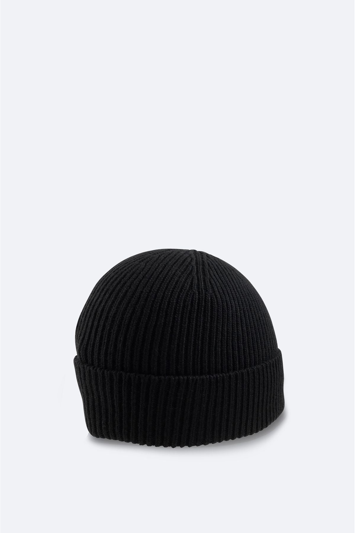 Men's black woolen looged beanie beanie B009200