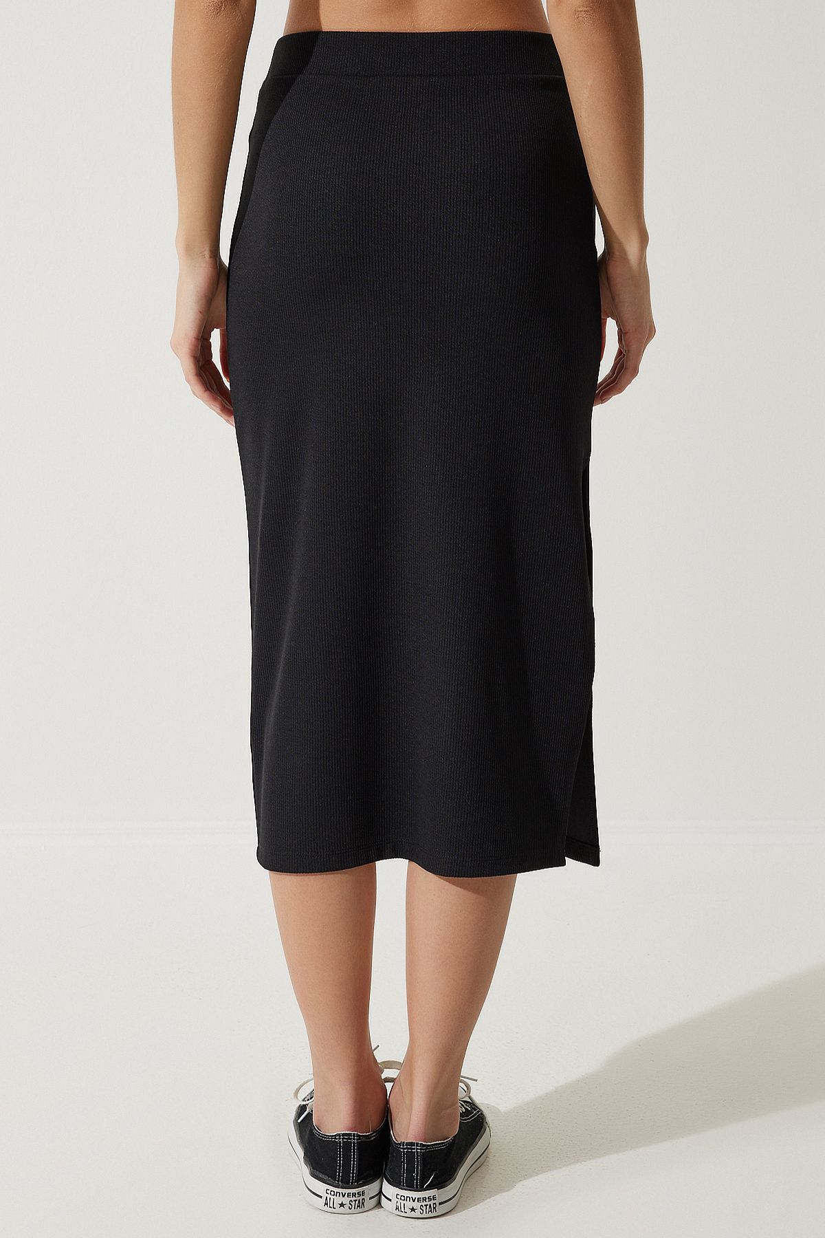 Woman Black Hanger Crop pencil skirt knitting set OW00041
