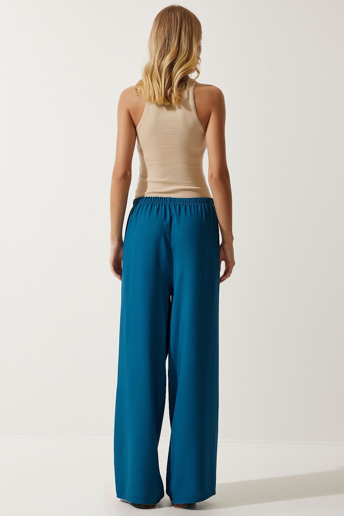 Female turquoise cottage viscose palazzo pants EN00610