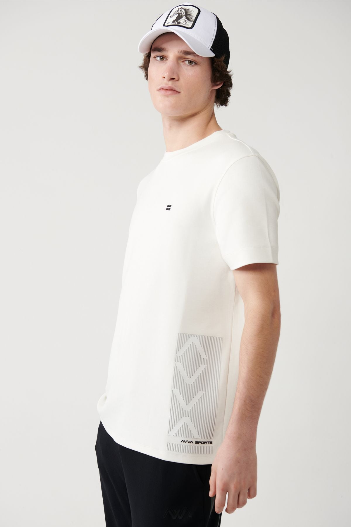 Men's White Printed Bicycle Yaka Soft Touch T-shirt A41y1328
