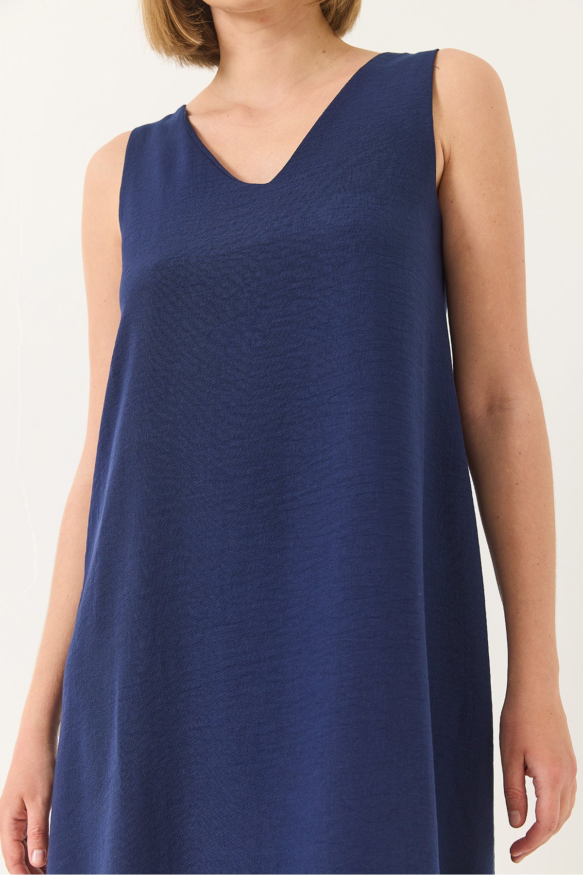 Women's V-neck Thick Strap Long Linen Dress 442 60283172