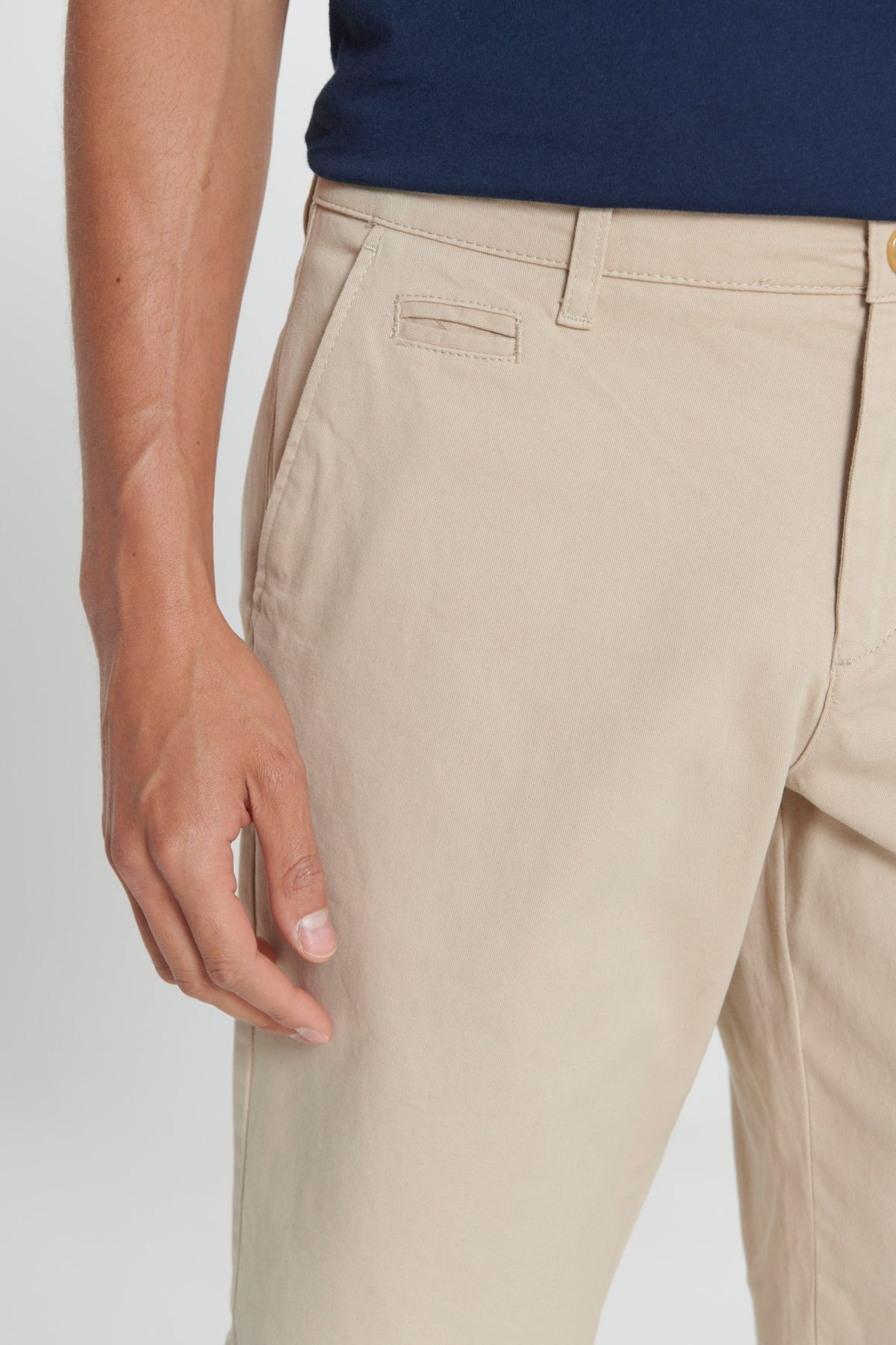 Men's Beige Slim Fit Narrow Cut Amelery 100 %Cotton Casual Chino Shorts