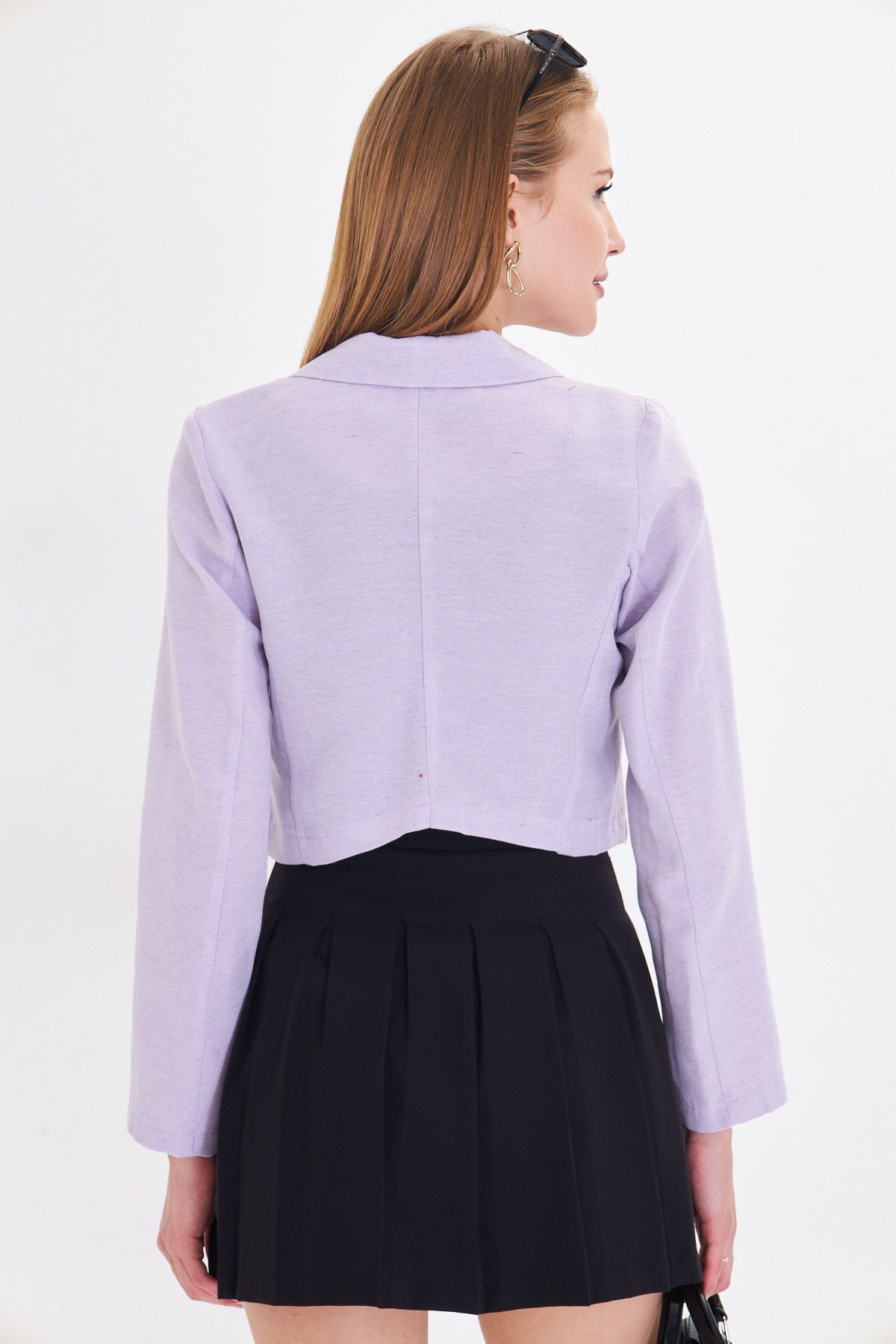 Women's Lilac Single button Crop jacket ARM-23Y001064