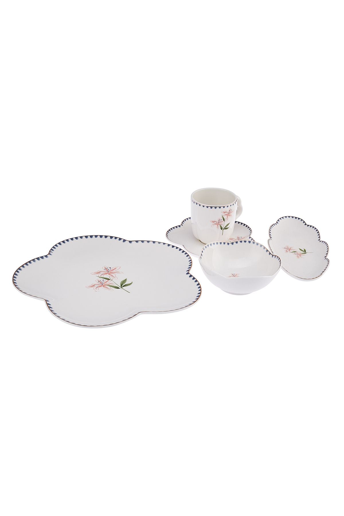 Lilium Porcelain 32 Piece 6 Person Breakfast / Service Set