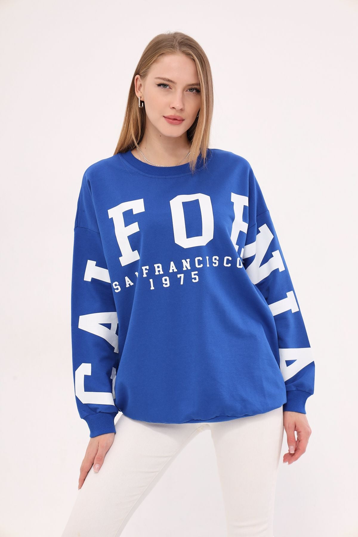 Female Saks Cycling Bike Calıfornia Printed Oversize Sweatshirt ARM-25K001023