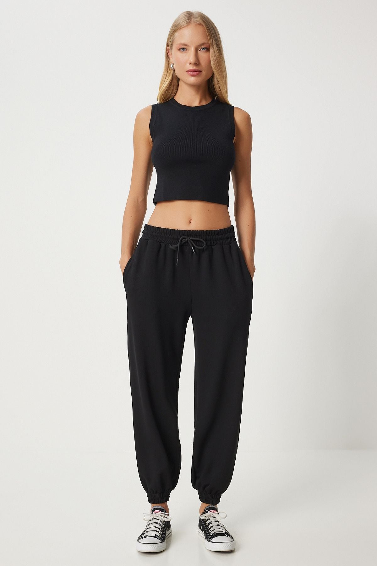 WOMEN'S Black Modal Mixed Jogger Service Six EN00617
