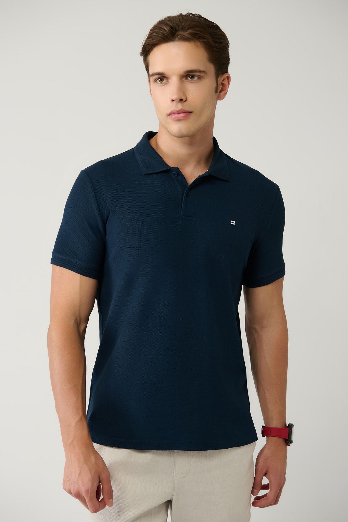 Men's Navy 100 %Cotton Fast Drying Polo Yaka T-shirt B001032