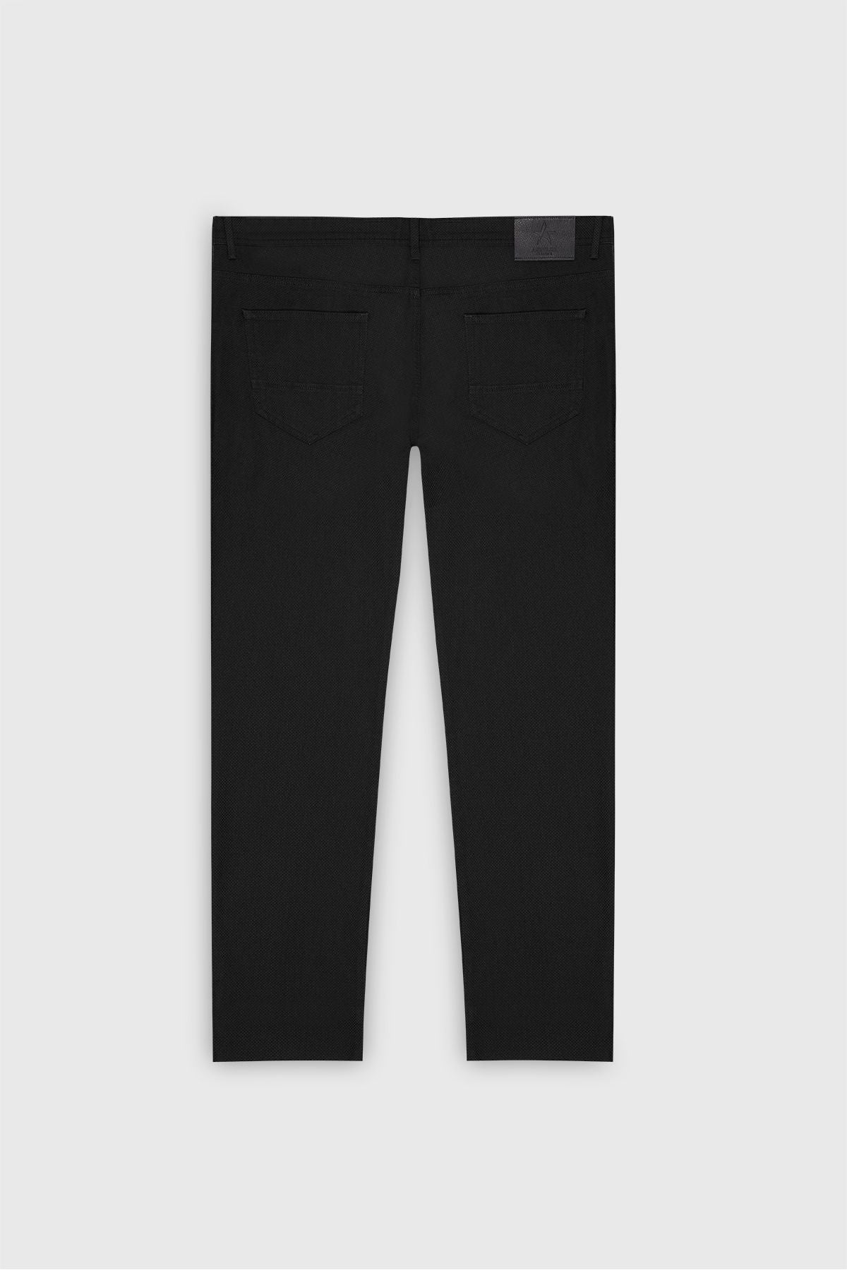 Men's Black Slim Fit Narrow Cutter Cotton Flexible Flestic Amest 5 Pocket Trousers