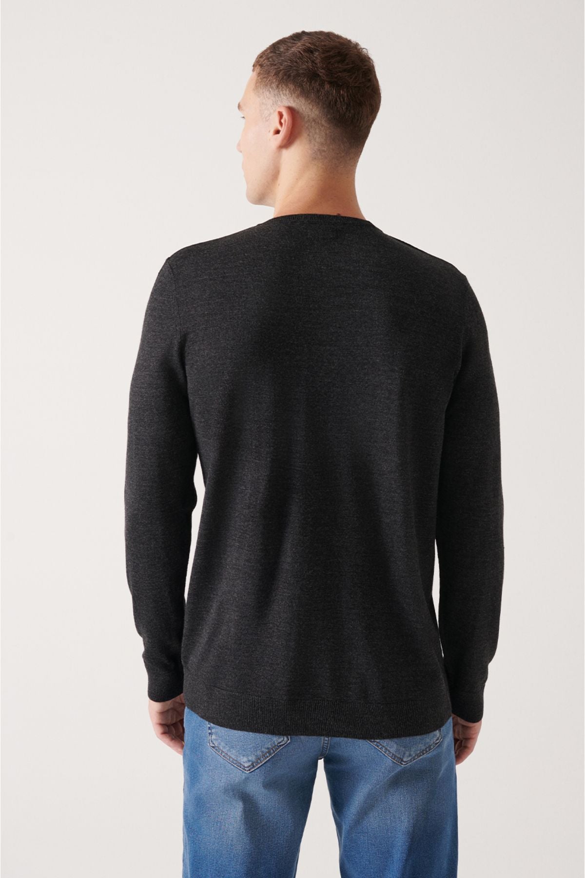 Men's anthracit bike collar woolen Basic knitwear sweater A22y5110