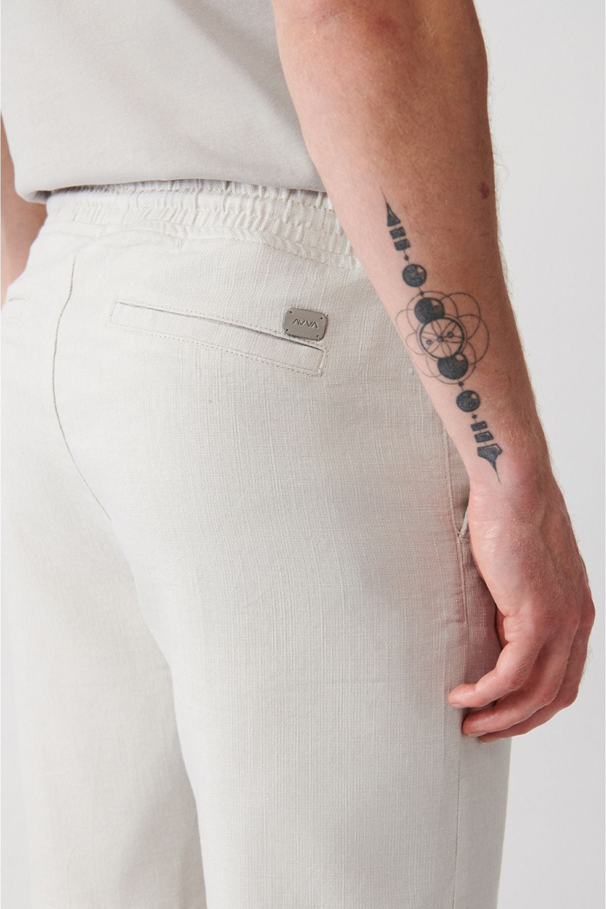 Men's Stone 100 %Cotton Side Waist Waist Linen Fine texture E003603