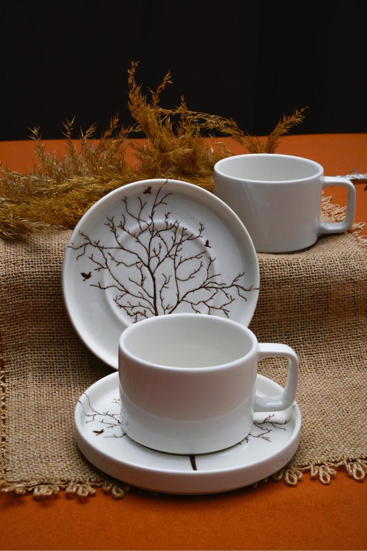 Life Tree 4 Piece 2 Person Porcelain Tea Cup Set