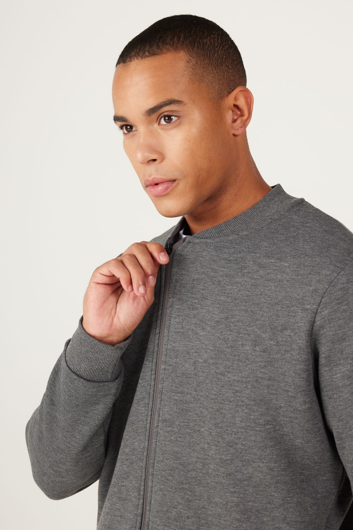 Men's anthracit-melanj standard fit Normal Cut Içi Polar 3 IP College Cotton Cotton Sweatshirt