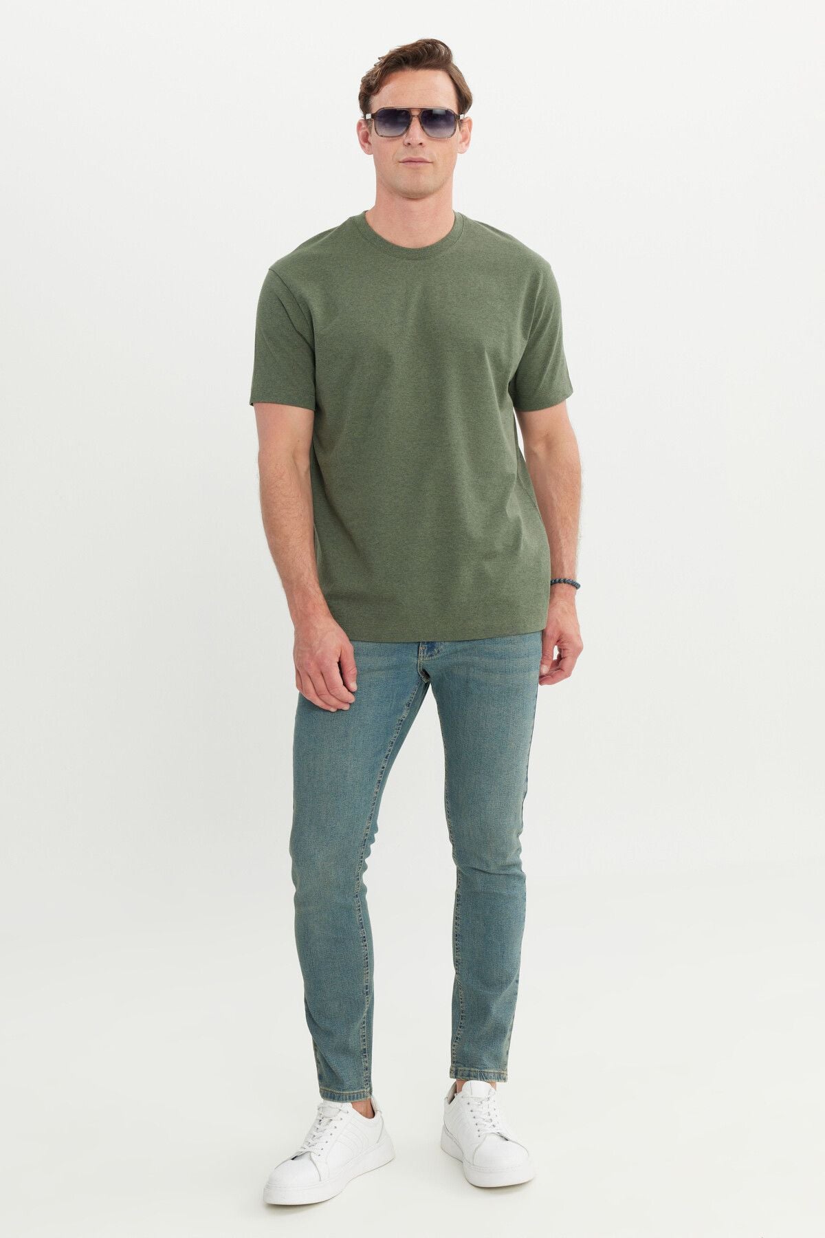 Men's Khaki Cotton Modern Fit Casual Cut Bicycle T -shirt