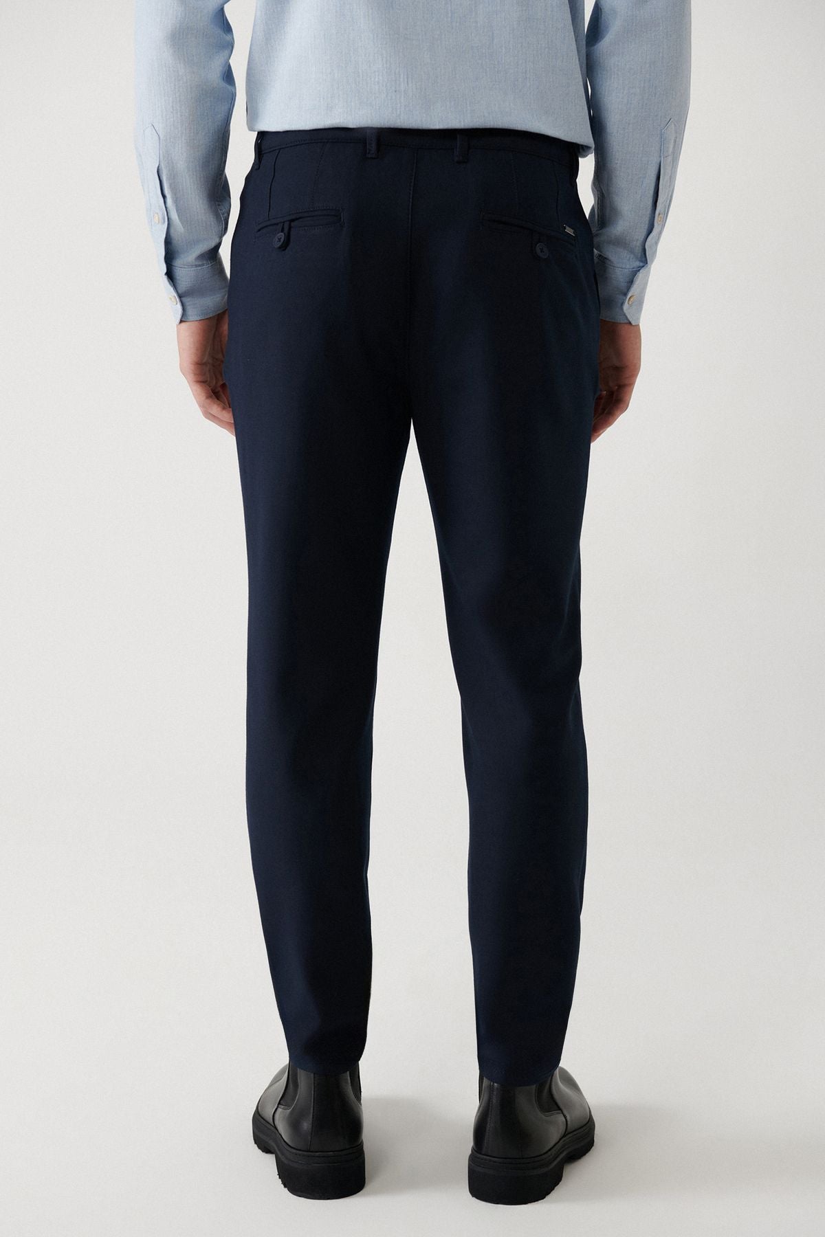 Men's navy blue side pocket with soft button Chino Trousers A32Y3070