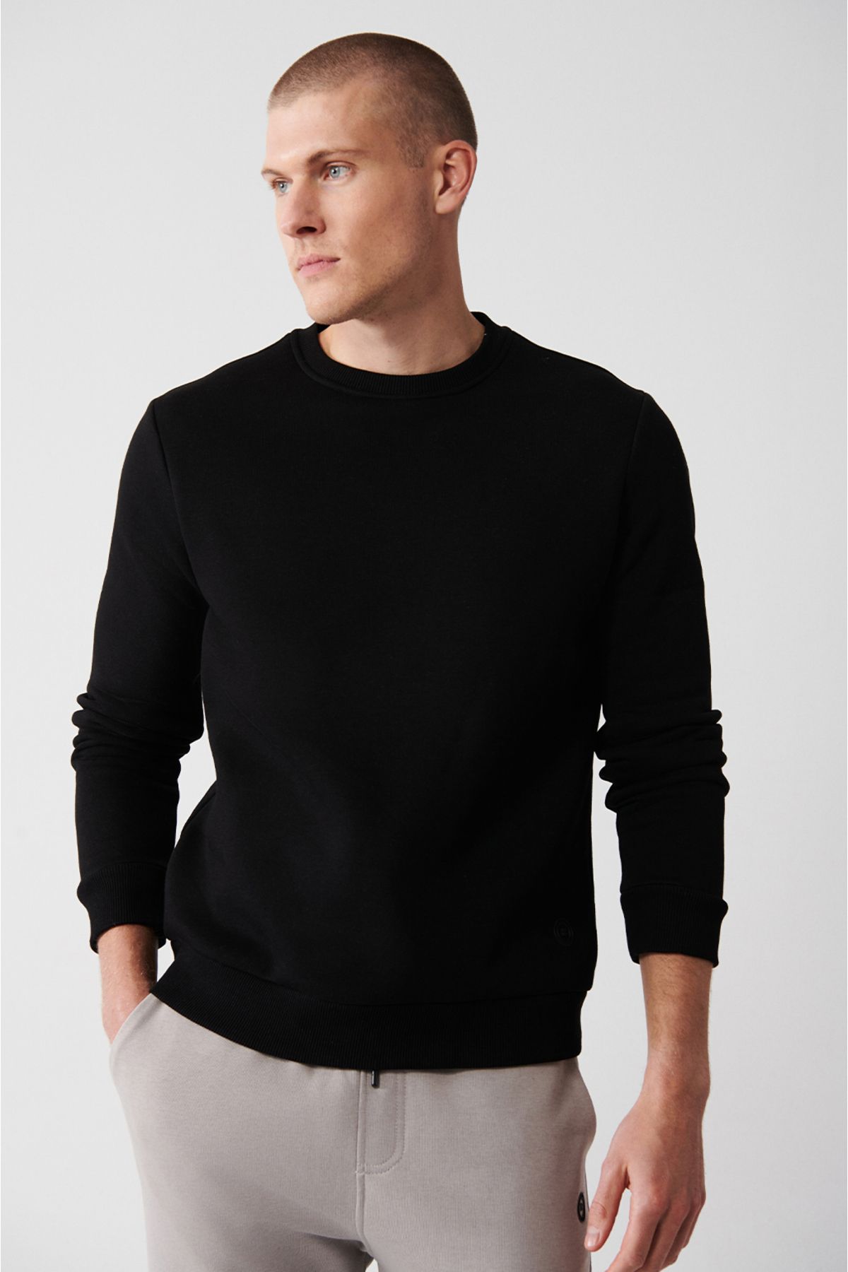 Men's black bike collar 3 -IP Cotton Sweatshirt E001017