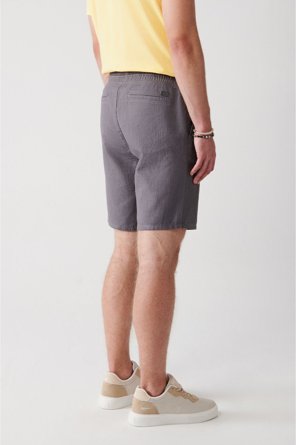 Men's anthracite 100 %cotton side pocket with waist tire -linen texture E003603