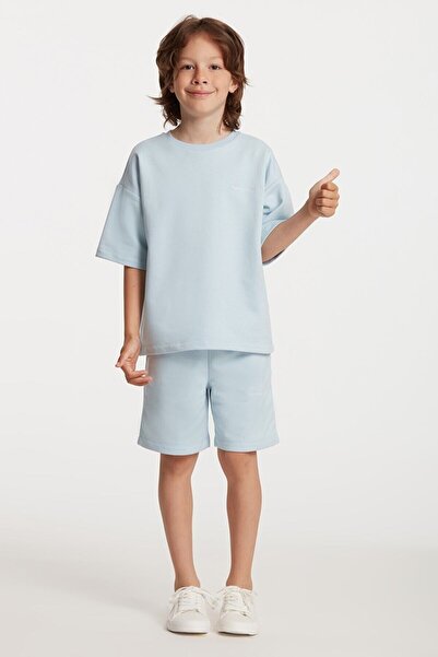 Bogota Boy's Embroidered Crew Neck Blue Tracksuit Set