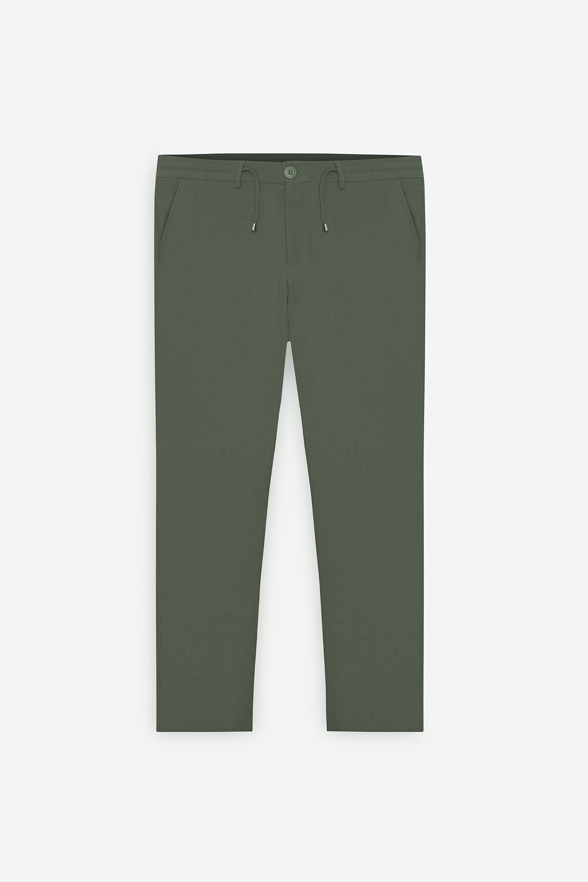 Men's Khaki Slim Fit Narrow Cutting Waist Locks Side Pocket Wafer Patterned Pants