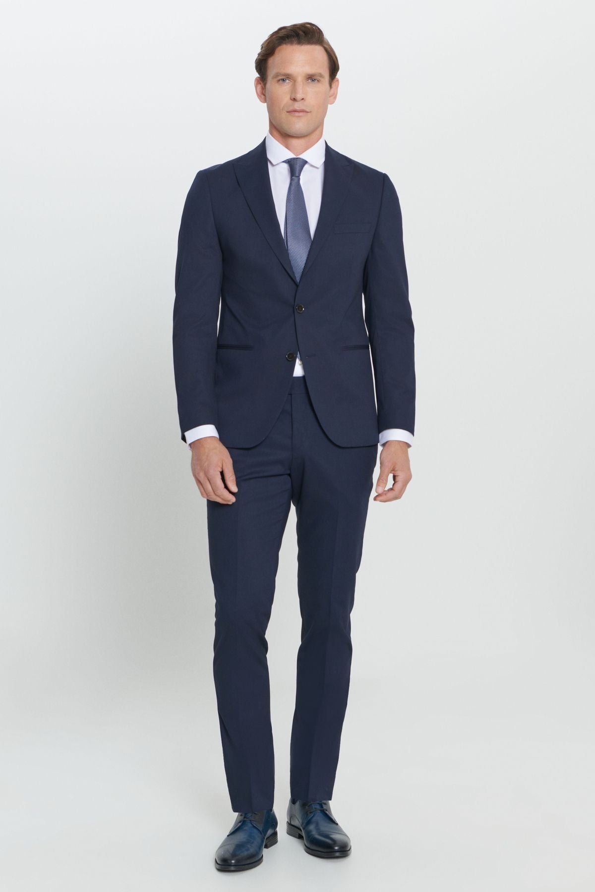 Men's navy blue extra slim fit narrow -cut swallow collar suits