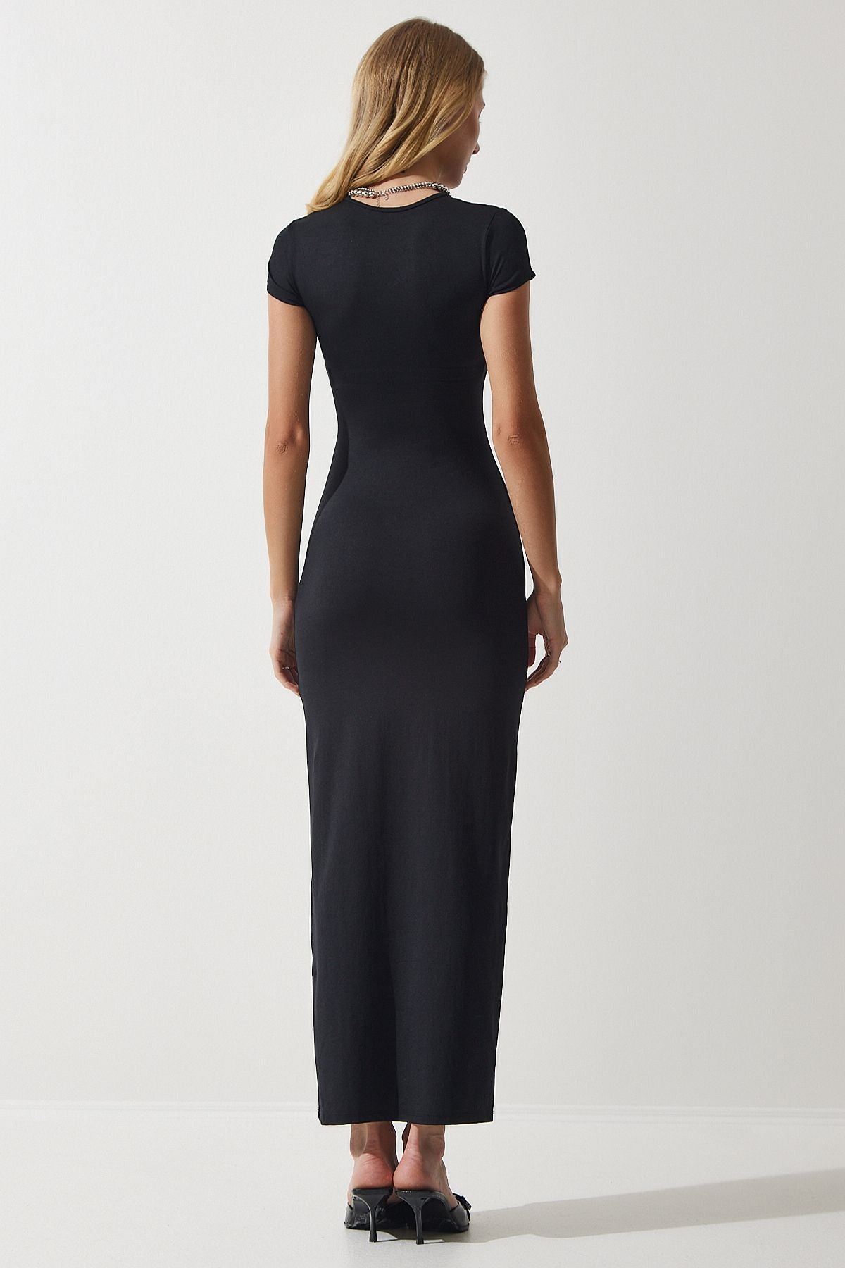 Woman Black Bike Sandy Knitting Dress Ub00239