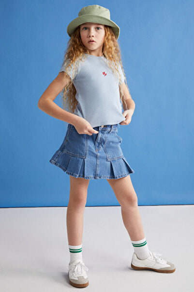 QUARTZ-GRM24021 95%cotton 5%elastane girls tshirt Blue T-Shirt