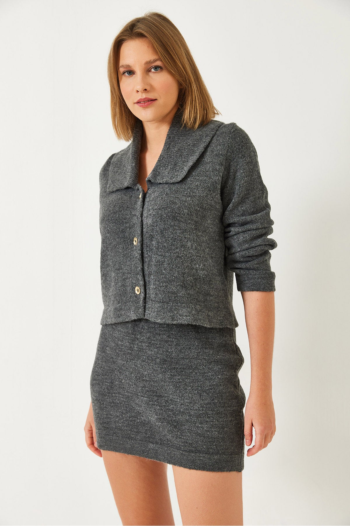 Women's Three Button Skirted Knitwear Suit 241049 60261261