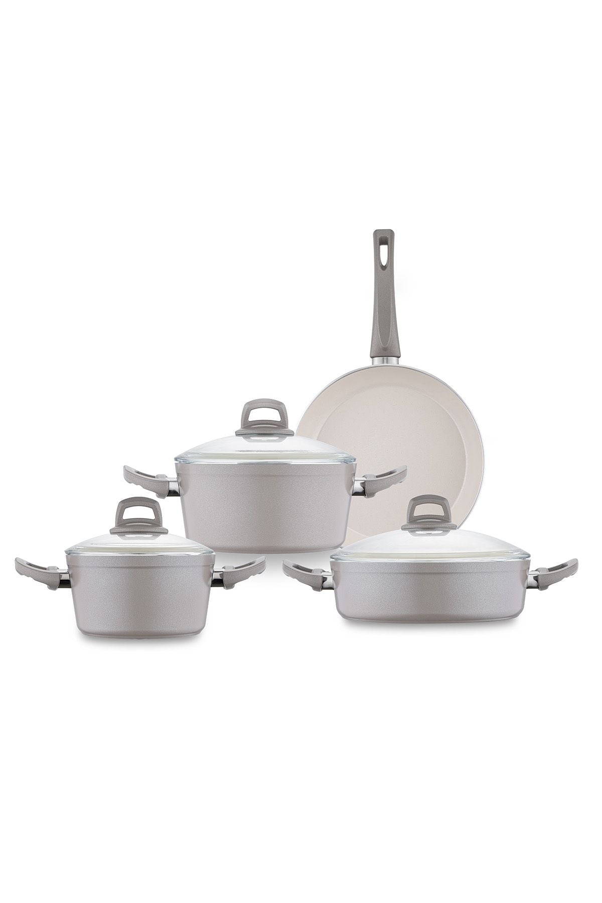 Crystal 7 Piece Cookware Set Beige