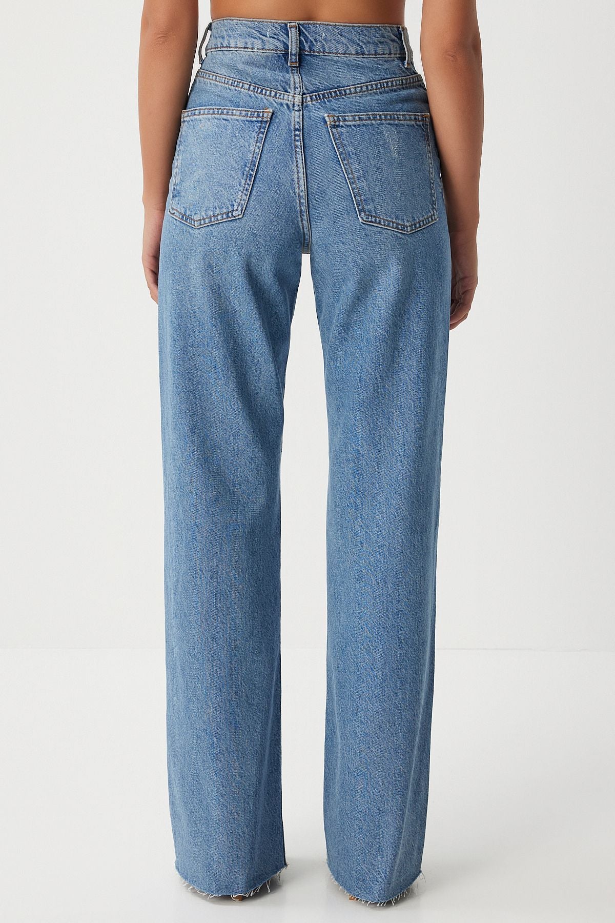 WOMEN'S MIDDLE BLUE WIDE LARGE POLICE JEAN UT00017