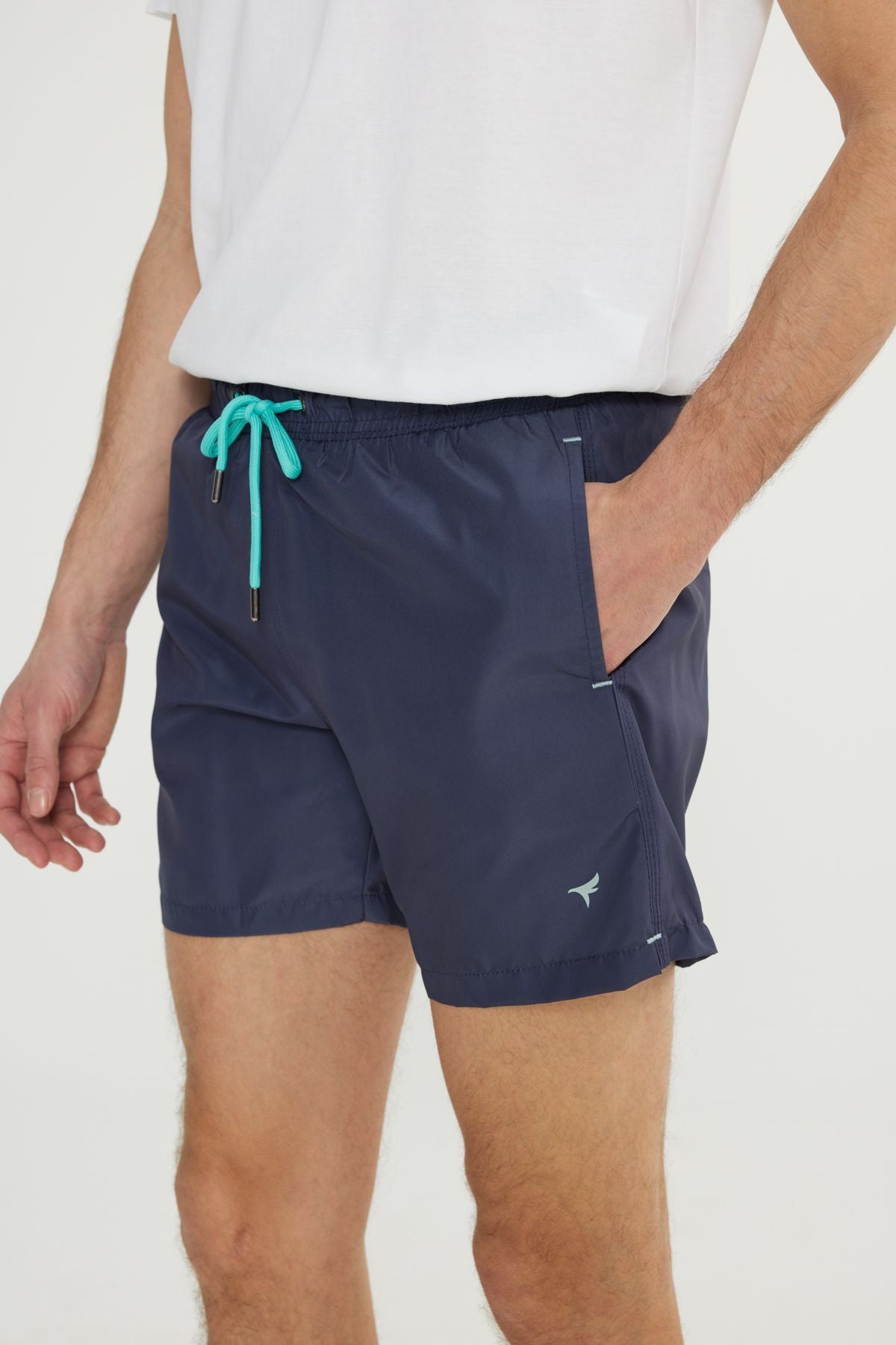 Men's Navy Blue Standard Fit Normal Cutting Fast Edge Side Patterned Sea Short Ma from Swimce