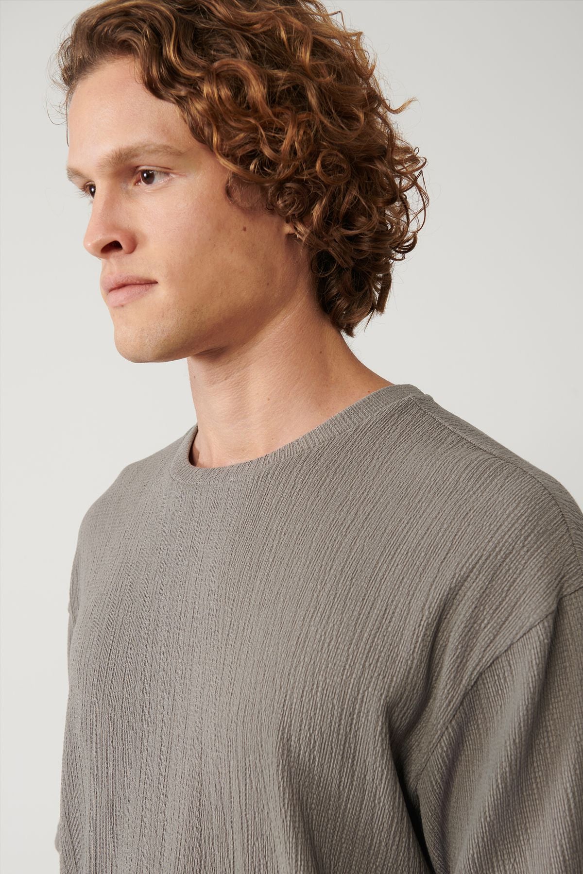 Men's anthracit bicycle collar jacquard Basic T-shirt A41y131111