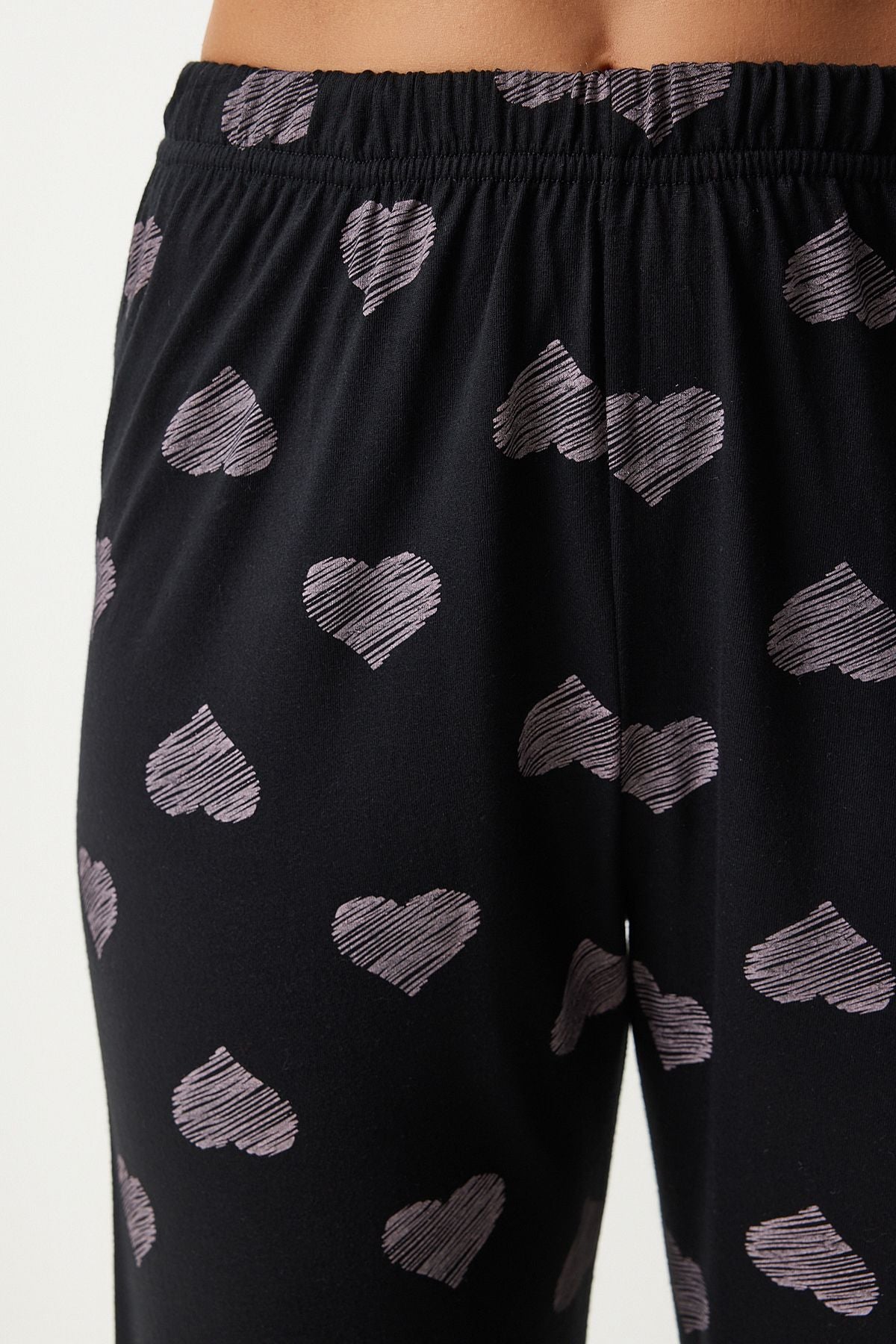 Female Black Heart Shirt Pants Pajama Set EC00042