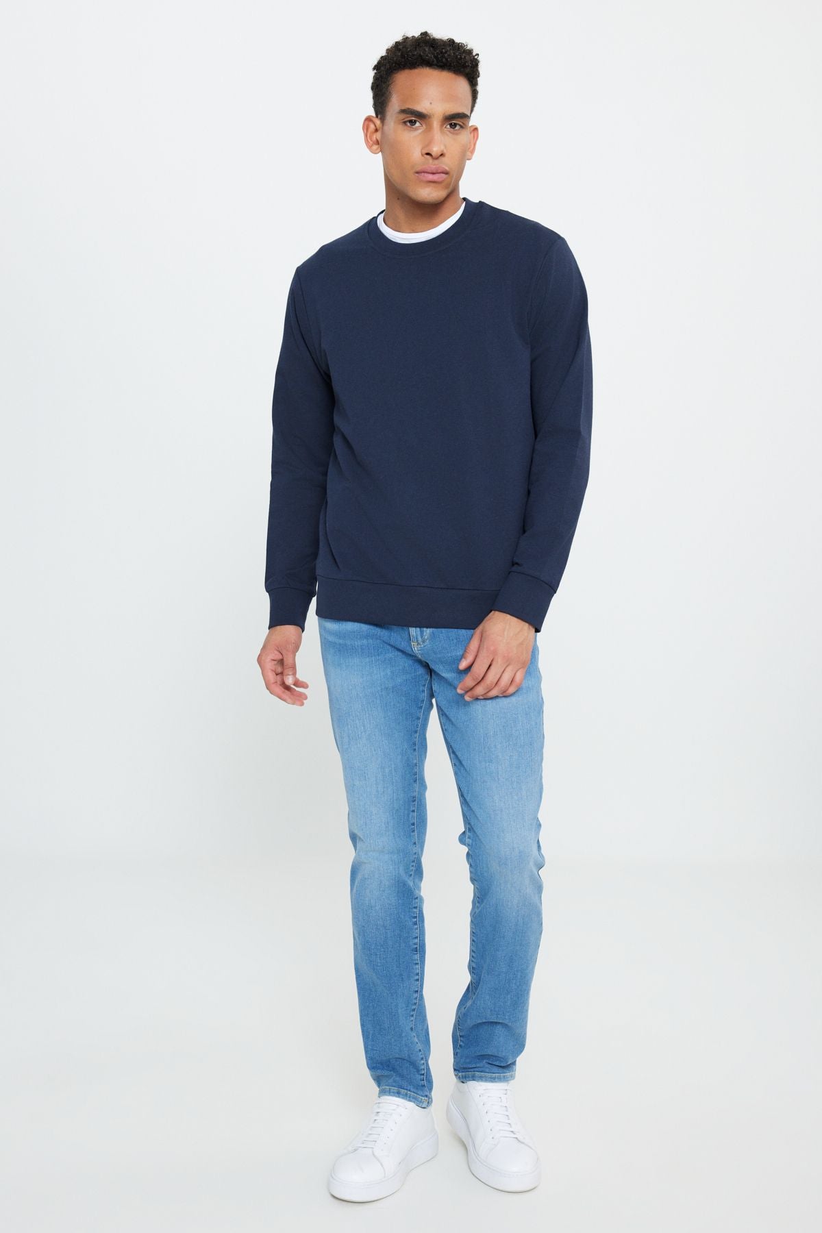 Men's Navy Blue-Black 2 Plot Cotton Standard Fit Normal Cut Bike Bike Sweatshirt