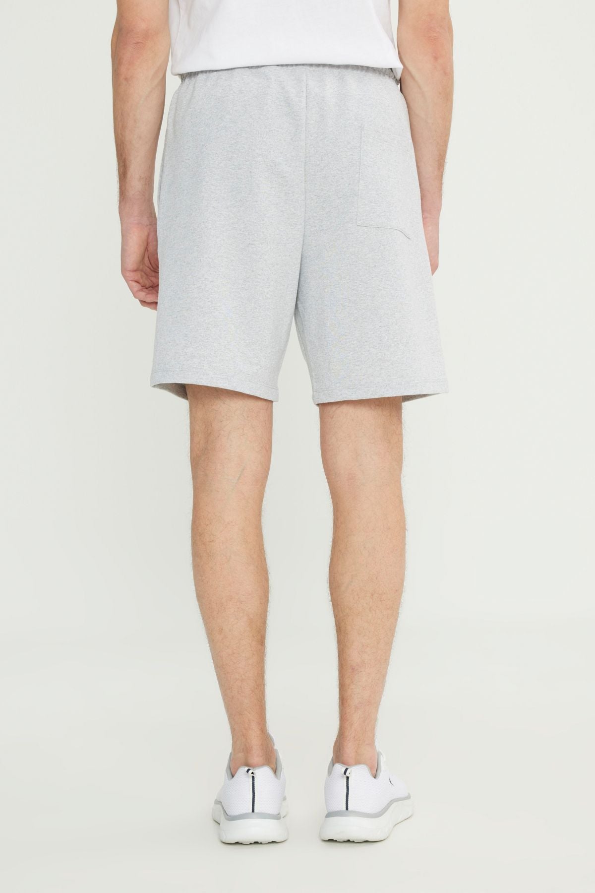 Men's Gray Melanj Standard Fit Normal Cutting 2 Yarn Pocket Recycle Cotton Knitting Shorts