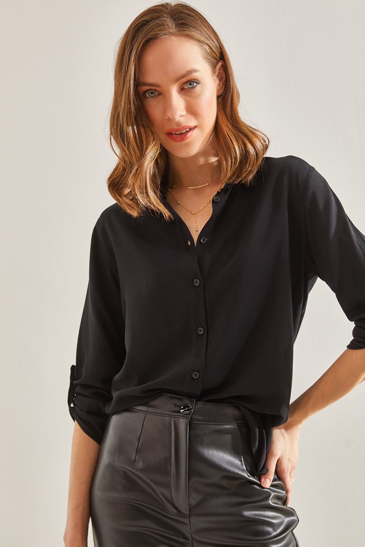 Women's Arm Folding Basic viscose shirt